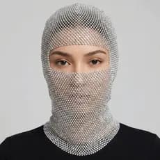 MXFASHIONE Máscara De Cabeça De Strass , Véu De Malha De Zircônia , Lenço Elástico Y2K Arrastão