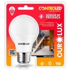 LÂMPADA CONTROLED 9W OUROLUX SENSOR DE PRESENCA 6500K 20510