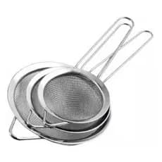 Kit 3 Peneira Coador de Metal 8CM 10CM 12CM, Peneira Cozinha, Kit Peneiras Inox