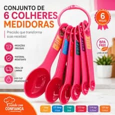 Kit 6 Colheres Medidoras Profissional Cozinha Precisão Receitas BPA Free