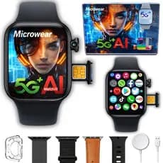 Smartwatch W11A 5g Chip 46mm com camera Microwear 4 Pulseiras 5g Chip WhatsApp-Spotify-Youtube-TTK