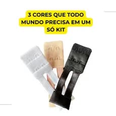 Extensor de Sutiã Alongador kit com 3 unidades Elástico Premium Regulagem Dupla Feminino Plus Size