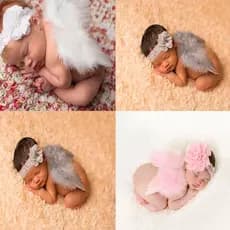 Asas De Anjo Do Bebê Recém-Nascido Chiffon Cabeça Traje Foto Fotografia Adereços