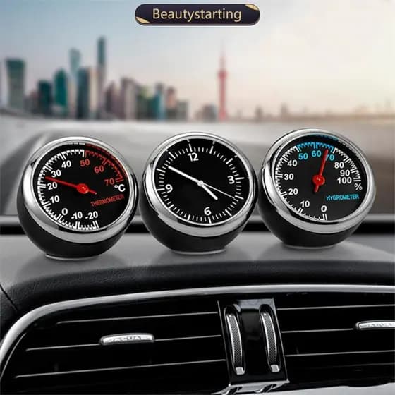 Belezastarting Relógio De Carro Ornamento Termômetro De Automóveis Higrômetro Medidores De Decoração Mini Exibição Em Acessórios G1I5