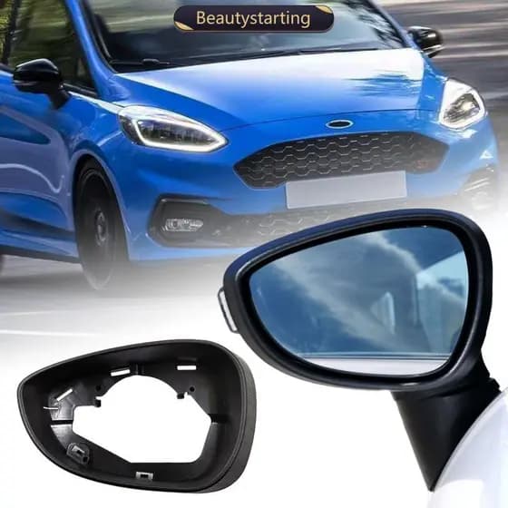 BEAUTYSTARTING 1Pc Suporte De Moldura Para Espelho Lateral Externo De Carro Ford Fiesta MK7 09-15 Vidro Brilhante Surrou