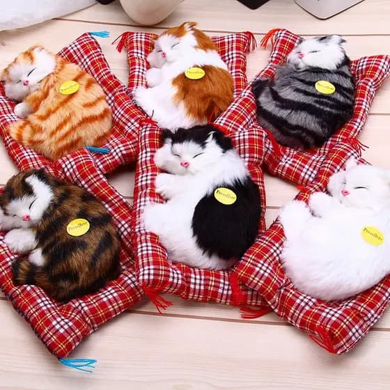 Simulação Boneca Animal De Pelúcia Gatos Dormindo Brinquedo Com Som Presente De Crianças