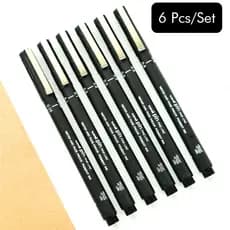 6PCS Ou 1PC Uni Pin Desenho Linha Fina 005 01 02 03 05 08 Caneta Agulha