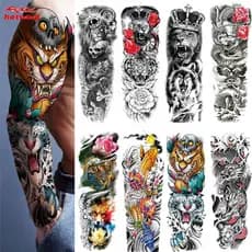 Tatuagem Adesiva Temporária À Prova D 'Água Com Estampa De Leão / Coroa / Rei / Rosa