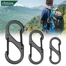 10pcs Tipo S Mosquetão De Aço Inoxidável Com Fechadura Mini Porta-Chaves Gancho Anti-Roubo Mochila Ferramenta De Fivela