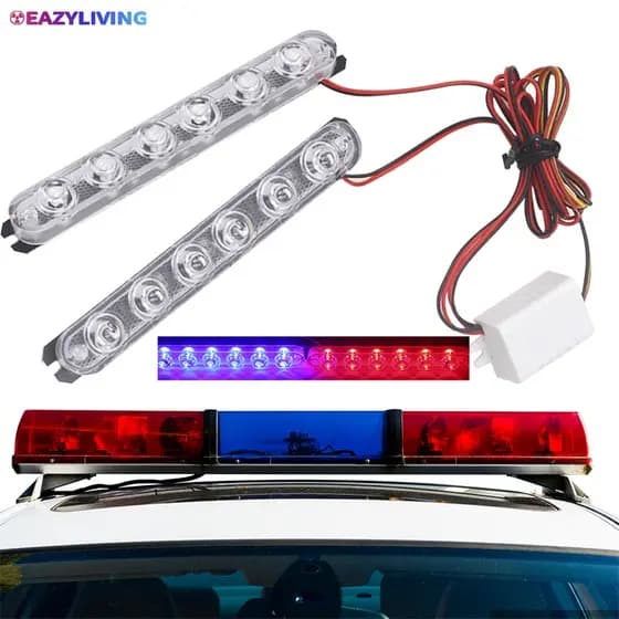 2Pcs Strobe Police Light /6 LED Car Truck Motorcycle Flashing Emergency Warning Lights