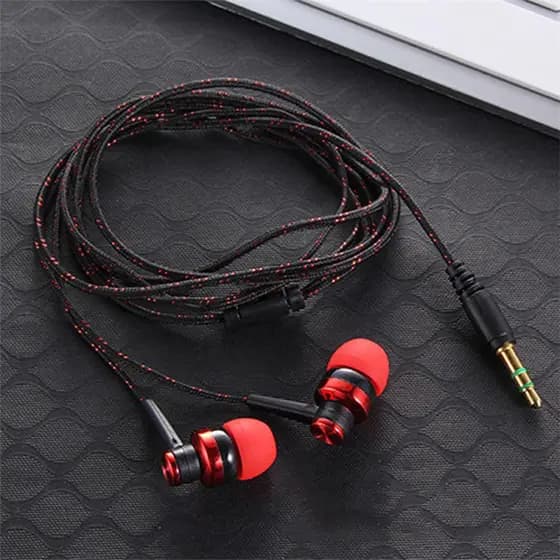 GS Fone De Ouvido Com Fio Estéreo Intra-Auricular De Nylon De 3,5 Mm Microfone G9U5