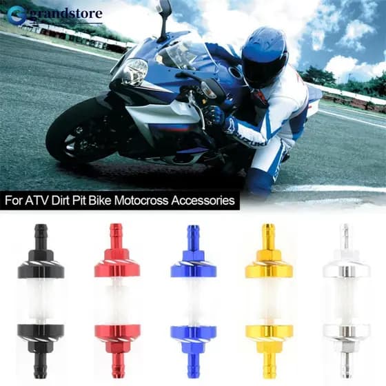 GRANDSTORE CNC Liga De Alumínio 8mm Motocicleta Vidro Gás Combustível Gasolina Filtro Óleo Para ATV Sujeira Pit Bike Mot