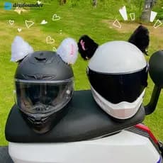 DGR 2 Peças De Pelúcia Para Capacete De Motocicleta , Orelhas De Gato , Adesivos De Decoração , Motocross , Rosto Inteir