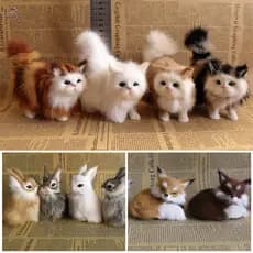 Simulação Mini Gato Coelho Raposa Modelo Pele De Coruja Gatos De Pelúcia Crianças Presentes De Aniversário Imitação Boneca Animal Decoração Da Casa
