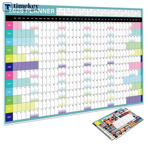 TIMEKEY 2026 Nova Agenda Diária Anual Planejador Folha Calendário Parede Plano De 365 Dias Planejamento Pendurado Semana