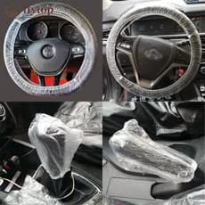FLYTOP 50pcs Descartável Universal Carro Transparente Capa De Volante Engrenagem Elástica À Prova D'água Plástico Proteç