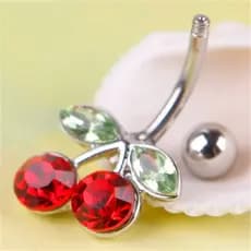 Piercing Nariz Bonito De Strass E Vermelho Cereja Botão Barriga Corpo