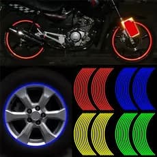 16 Pcs Tiras Motocicleta Aro Do Carro Tarja Roda Fita Decalque Etiqueta Lotes Reflexivos