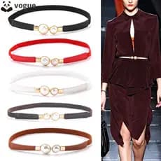 VOGUEEE Cinto De Cintura , Fivela Ajustável Skinny , Casaco Elástico Fina Decorativo Mulher
