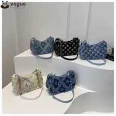 Bolsa De Ombro VOGUEEE , Jeans Gradiente De Grande Capacidade Nas Axilas Feminina Moderna Com Zíper Estrela