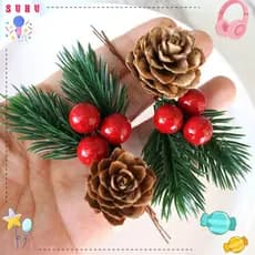 SUHU 10 Peças De Enfeite De Natal , Decoração Floral Artificial De Baga Vermelha , Pinha