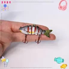 SUHU Isca Biônica , Mergulho Profundo 6cm 4.5g Iscas De Pesca De 6 Segmentos , Olhos Realistas Manivela Dura De Plástico