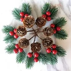 SOSFER 10 Peças De Enfeite De Natal , Pinha Vermelha De Frutas Vermelhas Decoração Floral Artificial