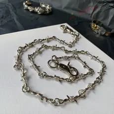 Corrente De Calças SOSFER , Cintura Longa Gótica Grunge Hip Hop , Colar Punk De Metal Com Fio De Espinhos