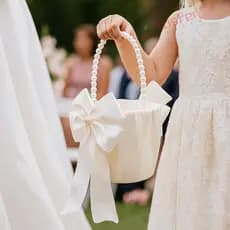 Cesta De Flores SOSFER , Casamento Com Laço Branco De Cetim Alça , Flor De Noiva Portátil