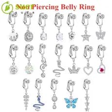 SUER1YE Anel De Barriga Falso Moda Feminina Sem Piercing Umbigo Clipe Em Brincos Falsa