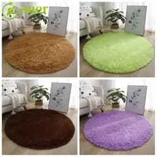 Tapetes De Sala De Estar SUER1YE , Tapete Redondo De Pelúcia Macio De 40 Cm Peludo Espesso De Cor Sólida Antiderrapante