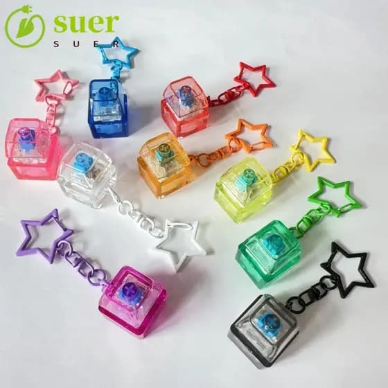 SUER1YE Chaveiro Fidget , Teclas De Teclado DIY Botão Dedo Tampas , Keycap Com Brinquedo Clicker Leve