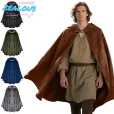 ZEALOUSSS Capa Estilo Renascentista Medieval , Com Capuz De Veludo Vintage De Cor Sólida , Xale Macio De Calor De Invern