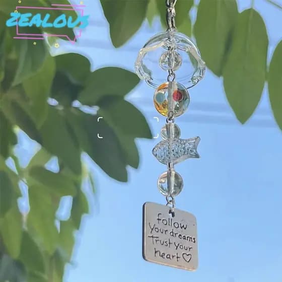 ZEALOUSSS Chaveiro De Caqui , Sinos De Vento Estrela Frisado Limão , Charme Design