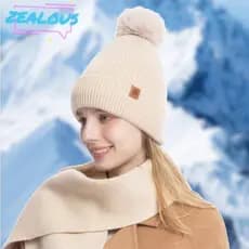 ZEALOUSSS 3 Pçs/Set Conjunto De Gorro De Malha Snood , Forro De Pelúcia À Prova De Vento Chapéu De Inverno Luvas De Cach