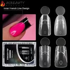 MIBEAUTY 140 Pcs Moldes De Unhas Duplas De Cobertura Completa , Extensão Rápida 14 Tamanhos De Formas Francesas , Reutil