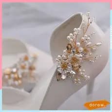 DORA 2PCS (1 Pares) Sapatos De Rhinestone Clip Feminino Femininos Acessórios Para Salto Alto/Boots Noiva Crystal Flower