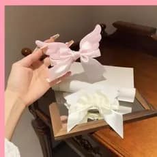 DORA Grampo De Cabelo Com Asa De Anjo , Clipe De Jacaré , Fita De Cetim , Prendedor Laço Fofo De Pelúcia Para Presentes