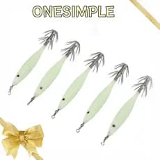 OS 5PCS Squid Jigs , Isca Luminosa De Água Salgada Com Gabarito De Lula De 8 Cm , 360 ° Artificial Giratória