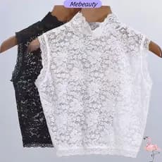 ME Fake Colarinho Moda Destacável Blusa Floral De Renda Falso
