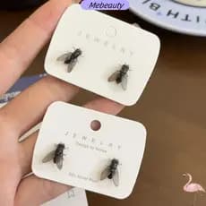 Brincos De Mosca MEBEAUTYBR , Orelha De Personalidade De Simulação , Mini Joias Preta