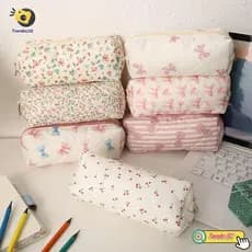 Bolsa Para Caneta TOPABCC , De Armazenamento Multifuncional Com Estampa Floral Laço Papelaria Portátil De Grande Capacid