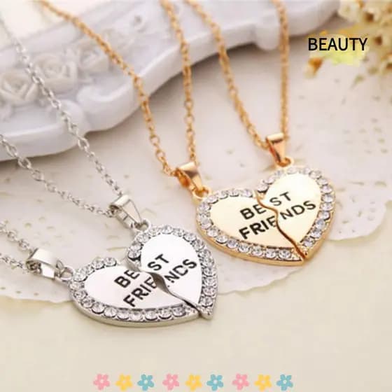 BEAU 2 Peças Colar Bff De Prata/Dourado/Amizade