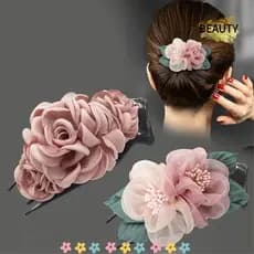 BEAU Clipes De Garra De Cabelo Feminino Acessórios De Moda Flores De Tecido Barrettes Senhoras