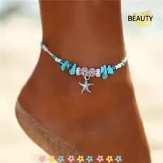 BEAUTYHOMEBR Corrente De Tornozelo Em Concha , Tornozeleiras De Praia De Verão Com Contas , Pulseira Artesanal Boêmia