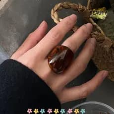 BEAUTYHOMEBR Anéis De Dedo Grandes , Anel Robusto Feminino De Rosto Largo , Joias Punk Vintage Geométricas