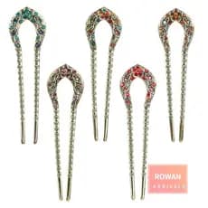 Palitos Para Cabelos ROWANBA De Bronze Metal Em U Chignon Crystal Vintage