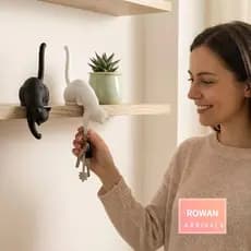 Ganchos De Parede Decorativos ROWANBABY , Cauda De Gato Com Design De Borda De Prateleira Adesiva , Suporte De Suspensão