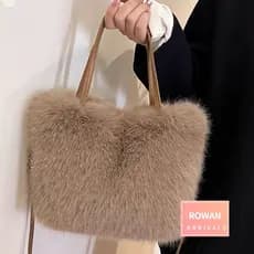 ROWANBABY Bolsa De Ombro Feminina , Crossbody Quadrada De Pele Sintética Pelúcia Fofa E Macia