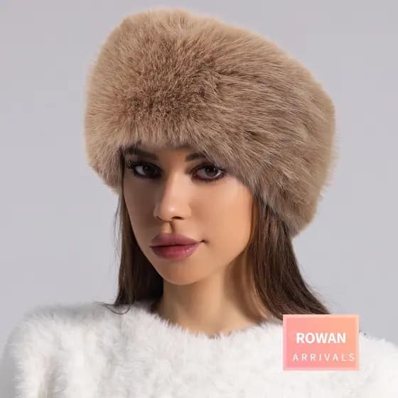 ROWANBABY Chapéu Sem Aba Para Viagem , Vazio Macio De Pele Sintética , Proteção Os Ouvidos , Inverno Quente , Capa Gross